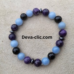 Bracelet charoite angelite tourmaline